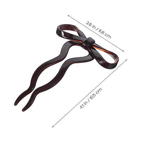 Hair Pin Bow Hairpin U Shaped Hairpins French Twist Wavy Hair Clips Bun Sticks Acetate Hair Fork Hair Accessories for Women Styling Thin Thick Hair - 2 Pack
