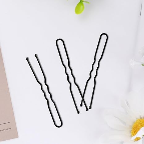 U Shaped Hair Pins, 100PCS 2.4inch Bun Hair Pins for Women Kids Girls Hairdressing Salon with Storage Box, for All Hair Types - Black