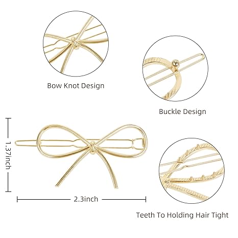 4Pcs Metal Bow Hair Clips: Chic Minimalist Hairpins and Barrettes for Women and Girls - Stylish Gift Set