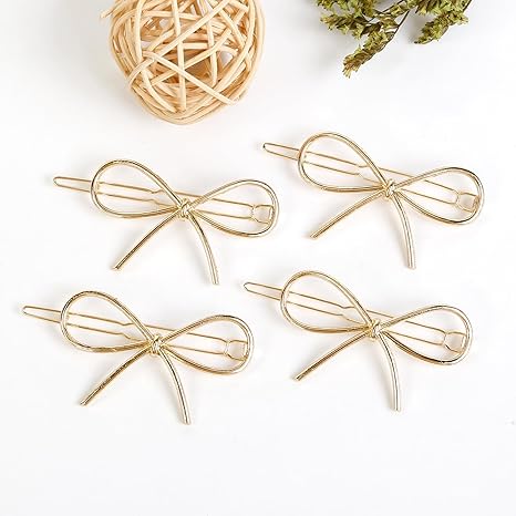 4Pcs Metal Bow Hair Clips: Chic Minimalist Hairpins and Barrettes for Women and Girls - Stylish Gift Set