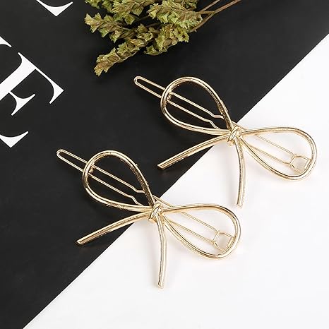 4Pcs Metal Bow Hair Clips: Chic Minimalist Hairpins and Barrettes for Women and Girls - Stylish Gift Set