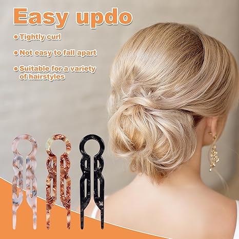 3pcs French Hair Pins, U-Shaped Hairpins for Women Girls Acetate Sticks Styling Accessories, Perfect for Buns Thick Fine and Long Hair