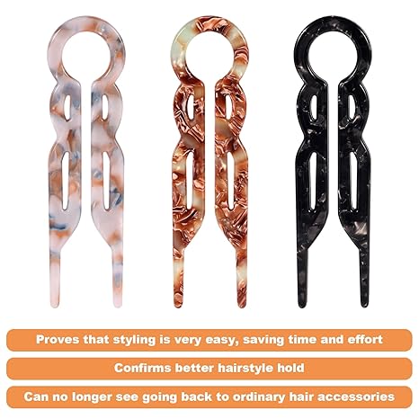 3pcs French Hair Pins, U-Shaped Hairpins for Women Girls Acetate Sticks Styling Accessories, Perfect for Buns Thick Fine and Long Hair
