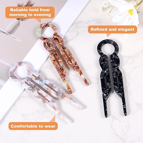 3pcs French Hair Pins, U-Shaped Hairpins for Women Girls Acetate Sticks Styling Accessories, Perfect for Buns Thick Fine and Long Hair
